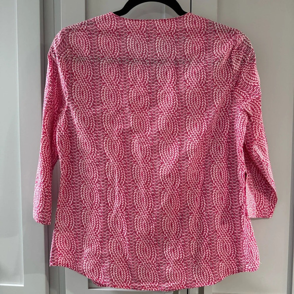 Talbots Embroidered Split Neck Tunic Top Size P - Picture 3 of 4